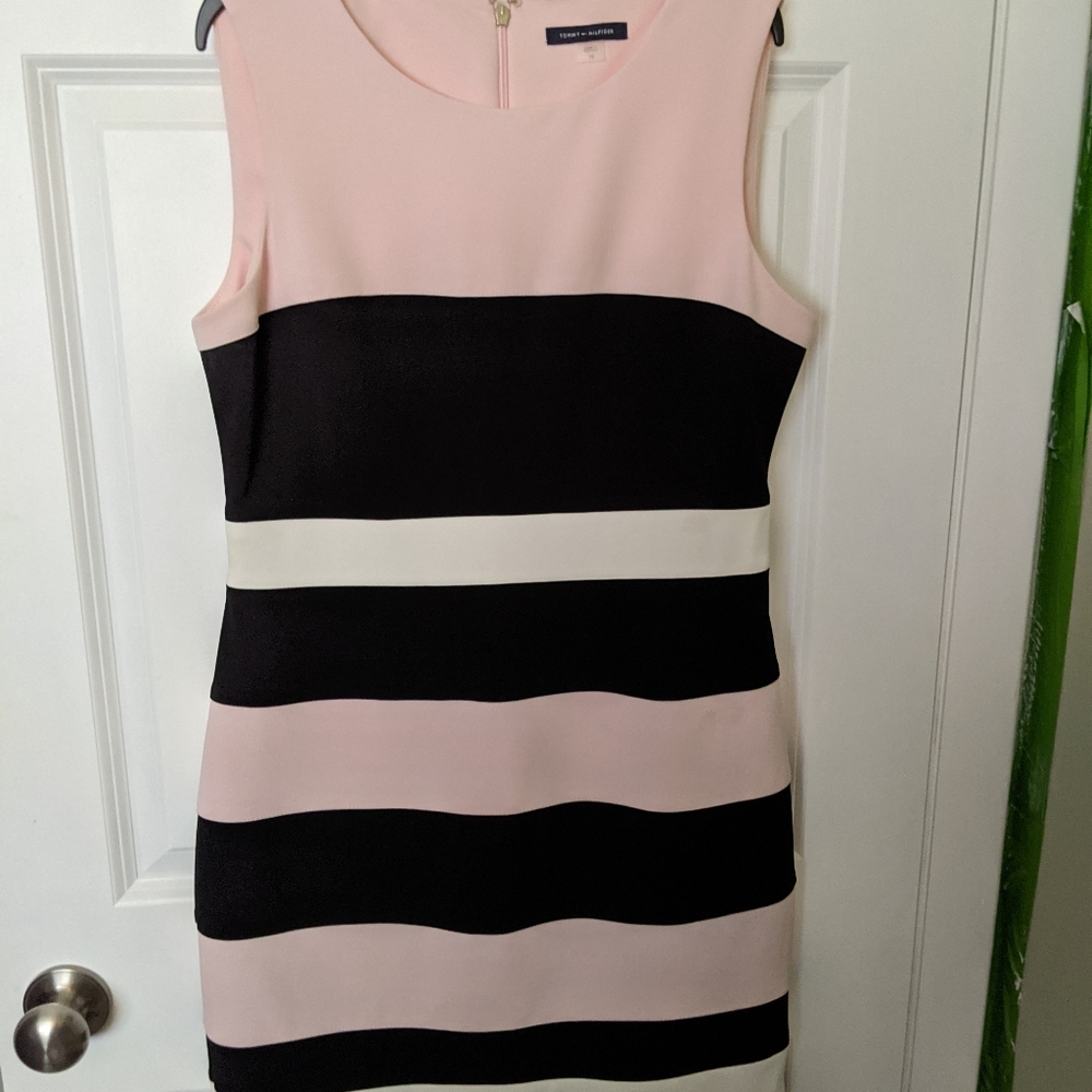 Black and pink striped dress